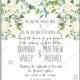 Wedding invitation white peony greenery vector invitation