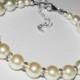 Wedding Pearl Bridal Bracelet, Swarovski Ivory Pearl Bracelet, Wedding Pearl Jewelry, Bridal Pearl silver Bracelet, One Row Pearl Bracelet