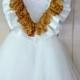Flower Girl Dress White, Ivory with ruffled Back design in Rose Gold, Gold, Silver, customised, knee length, Tea Length, Floor Length