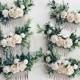White flowers hair comb, bridal floral cpmb, white and green clip, leafy comb, floral hair clip, white flowers hair clip, wedding comb