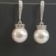 Bridal Pearl Earrings, Wedding White Pearl Earrings, Swarovski 10mm Pearl Drop Silver Earrings, Bridal Pearl Jewelry, Classic Pearl Earrings