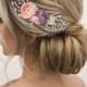 Bridal Headpiece, Ivory, peach and dusty mauve flower comb, Ivory pearl & silk flower bridal comb, Bridal Hair Flower, Feminine flower comb