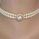 Vintage Pearl Choker, Bridal Choker, Great Gatsby, Pearl Necklace, 2 Strand Pearls, Cream Pearls, Vintage Wedding, Art Deco, Edwardian Style