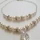 White Pearl Necklace&Bracelet Jewelry Set, Swarovski Pearl Bridal Jewelry Set, White Pearl Wedding Jewelry, Bridal Jewelry Set, Prom Jewelry