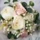 Beautiful Brides wedding bouquet Blush Pink Ivory silk gypsophila Peony rose many Colours Available
