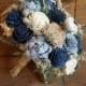 Custom Steel, Dusty Blue, Charcoal Blue Grey Sola Wood Flower Burlap Roses and dried Flowers Bridal Bridesmaids Style 78