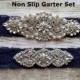 Sale -Wedding Garter and Toss Garter-Crystal Rhinestone - Navy Blue Garter Set - Style G37000CR
