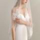 Lace Fingertip Wedding Veil with Comb, Bridal Veil, One Tier Veil, Single Layer Veil, Simple Veil, Light Ivory