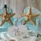 Beach-wedding-cake topper-destination-tropical-Adirondack-chairs-Mr and Mrs-bride-groom-custom-miniature-small chairs-starfish-beach cake