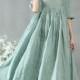 linen dress in aqua green, maxi dress, maxi linen dress, ruffle dress, princess dress, loose fitting dress, oversized dress, wedding dress,
