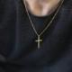 Gold Cross Necklace - Gold Necklace Men - Gold Chain Necklace - Religious Jewelry - Medallion Necklace - Thick Chain Necklace