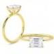Engagement Ring - East West Solitaire - Emerald Cut DEF Moissanite - 4 prong