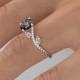 Black Diamond Engagement Ring, Flower Diamond Ring, Vintage Engagement Ring, Art Deco Promise Ring, Black Diamond Ring White Gold Marquise