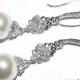 Bridal Pearl Chandelier Earrings, Swarovski 10mm White Pearl Earrings, Pearl Drop Bridal Earrings, Wedding Pearl Jewelry, Bridesmaid Jewelry