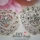 2 pcs Hearts Rhinestone Brooch Crystal Brooches Embellishment for Brooch Bouquet Crystal Wedding Bridal Accessories  32mm 864092