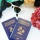 Palm Tree Tropical Passport Invitation for Bali Wedding