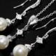 Ivory Pearl Bridal Jewelry Set Swarovski 8mm Pearl Earrings&Necklace Set Small Pearl Silver Wedding Set Pearl Jewelry Set Bridesmaids Set