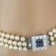 Vintage Pearl Choker, Bridal Pearls, Montana Rhinestone, 3 Strand, Indian Pearl Necklace, Cream Pearls, Gatsby Jewelry, Deco Style, Prom