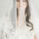 Chantilly Lace Veil, Bridal Veil, Polka Dot Veil, Swiss Dot Veil, French Lace Veil, Drop Lace Veil, Blusher Lace Veil, Two Layer Veil, 1630