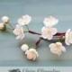 Hair clip White Cherry Blossom - Polymer Clay Flowers - Wedding Accessories - Mothers Day Gift for Women Hairvlip White Gift For Her