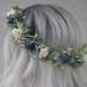 Navy flower crown, blue and ivory flower crown, bridal flower crown, holiday floral crown, navy flower headband