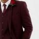 ASOS DESIGN Wedding Skinny Suit Jacket In Burgundy Wool Mix Herringbone 