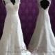 Lace Wedding Dress With V Neck And Keyhole Back, Vintage Style Wedding Dress, Country Wedding Dress, Rustic Wedding Dress 