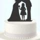 Wedding Cake Topper Silhouette Groom and Bride with flower Girl -  Family Acrylic Cake Topper [CT62og]