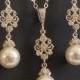Pearl Bridal Jewelry Set, Earrings&Necklace Jewelry Set, Swarovski 8mm White Pearl Wedding Set, Pearl Wedding Jewelry Set, Bridal Jewelry