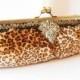Vintage 80's Stunning Leopard Evening Bag, Glamorous Beaded Clutch Handbag EB-0222