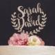 Wreath Wedding Cake Topper, Personalized Wedding Cake Topper, Cake Decor, Wood Cake Topper, Wedding Decoration, Engagement Cake Topper