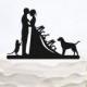 Wedding Cake Topper Mr & Mrs with dog and cat_Couple Silhouette_Bride And Groom_bridal show topper_Custom Cake Topper_customized Cake Topper