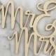 Mr & Mrs (two lines) Rustic Wood Wedding Cake Topper