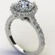 Vintage 2 Carat Round Moissanite 14K White Halo Engagement Ring
