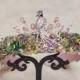 Pink green jeweled headband Silver bird tiara Baroque headband for women Summer wedding hair accessories jewelry Bridal rhinestone headpiece