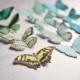 Handmade silk butterfly hair clips in pretty shades of Teal and Green. Choose your own mix, 100 to select from!