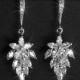 Cubic Zirconia Leaf Earrings, Wedding Crystal Bridal Earrings, Floral Cluster Silver Earrings, Sparkly Chandelier Earrings, Leaf CZ Jewelry