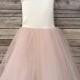 Blush Classic Simple Satin and Tulle Flower Girl Dress 6m to size 16 Girls  Comes in Champagne, Blush, Purple Green Grey dusty rose