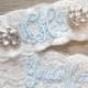 MONOGRAMMED Wedding Garter MANY COLORS Bridal Garter Floral Stretch Lace Bridal Garter Single Garter