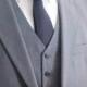 Men's Suit / Blue  Gray Vintage Suit,  Blazer, Vest, Trousers / Three Piece Wool Suit Large Size 42