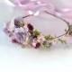 Light Lilac Purple flower crown Wedding floral headband Peony rose crown Bride floral crown Boho bride hair piece