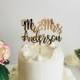 Personalized Wedding Cake Topper Custom Mr and Mrs Last Name Calligraphy Wood Acrylic Table Centerpiece Sticks Customized Cupcake Decoration