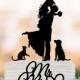 Wedding Cake topper with dog and cat, silhouette wedding cake toppers, two tier wedding cake toppers with pets mr and mrs cake topper