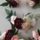 Wedding Cake Flowers, Cake Topper , Boho Wedding, Wedding Cake, Flowers With Burgundy, Wine, Marsala, Pink, Blush, Custom Colors Available