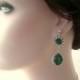 Bridal earrings-Emerald green art deco earrings-Swarovski crystal earrings-Antique silver earrings-Vintage wedding-Teardrop Dangle earrings
