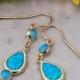Blue Opal Dangle Earrings 