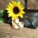 Sunflower wedding decor, rustic flower girl basket, shabby chic flower girl basket, farm country wedding, barn wedding, personalized basket