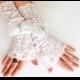 White long lace gloves wedding cuff, white mittens, white fingerless bridal gloves, gift for her, victorian wedding belly dance boho bride