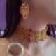 Gold Red Victorian Set/ Elegant Crystal Choker/ Tatting Lace Necklace/ Gift Romantic/ Frivolite Jewelry/ Sparkle Bracelet/ Skull Choker/ T