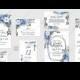 Navy blue rose peony Wedding invitation set printable card template vector birthday card